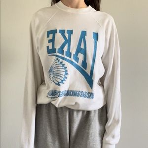 Vintage Lake Crew Neck Graphic Sweatshirt